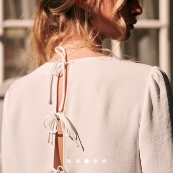 Sezane Debbie White Tie Back Blouse size medium 36 - Picture 3 of 7